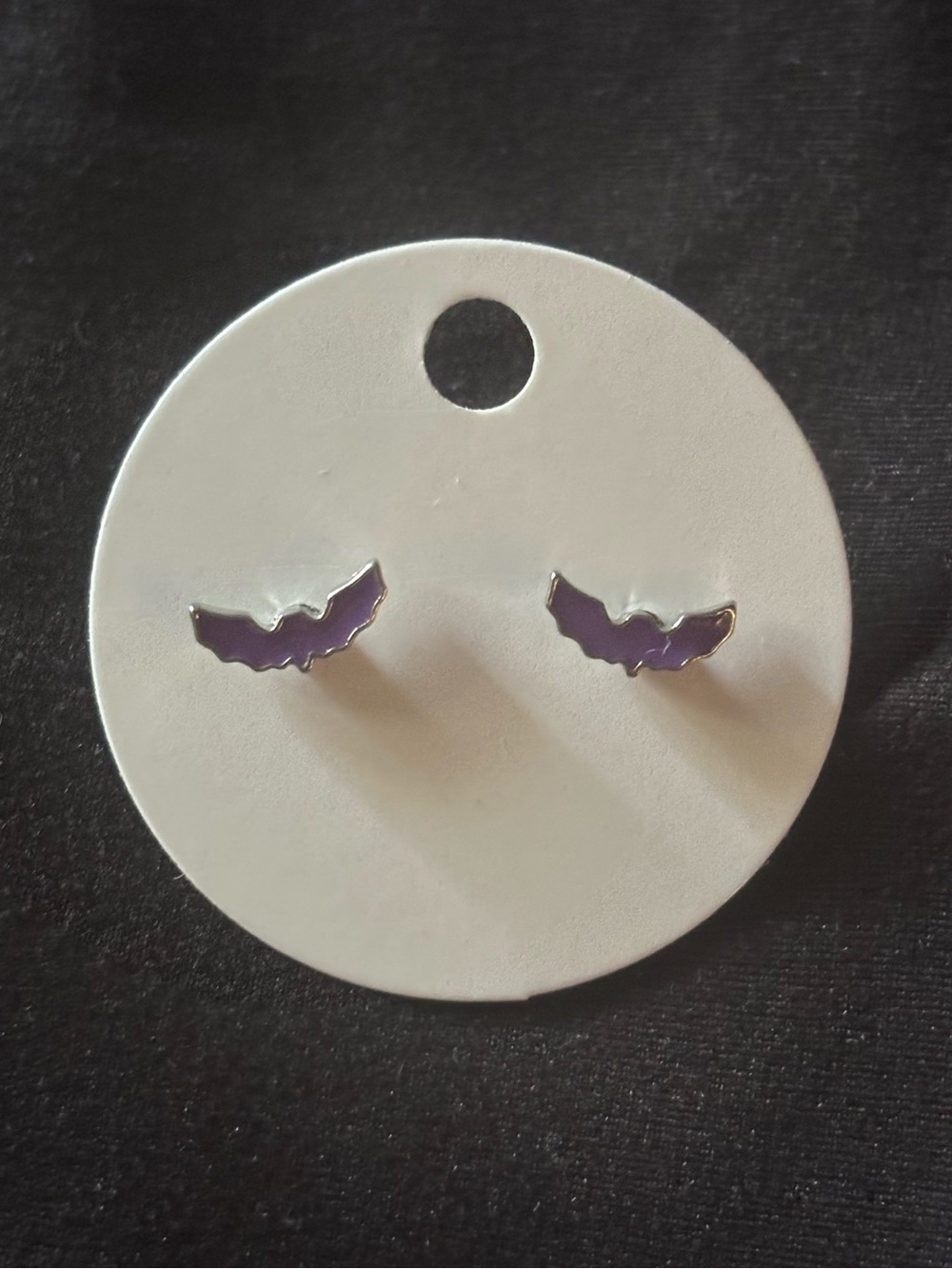 purple bat shape stud earrings